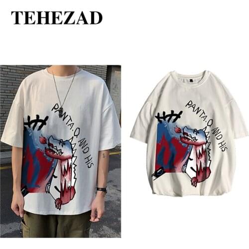 T-Shirt Mens Short-Sleeved 2021 Summer Loose Plus Size Couple Wear Japanese Anime Top Casual T-Shirt Female Short-Sleeved