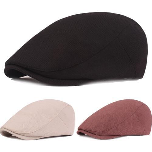 Men Cotton Golf Beret Flat Stripe Hat Driving Caps Warm Outdoor Newsboy Hats HATCS0438