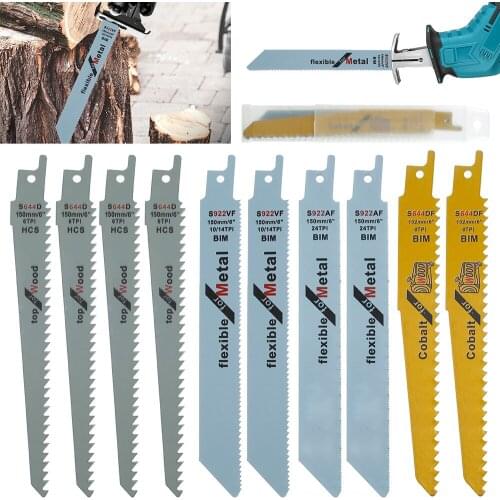 10pcs Reciprocating Saw Blades Saber Saw Handsaw Multi Saw Blade For Cutting Wood Metal PVC Tube Power Tools Accessories
