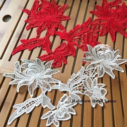 New Arrival Exquisite DIY Wedding Dress Decoration Material Polyester Soluble Embroidery Lace Applique 5pcs/lot-ZC