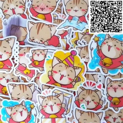 New 40 pcs Mini Bell Cat Stickers for book Skateboard Luggage phone Styling Bike Doodle Decals Cool Waterproof Sticker