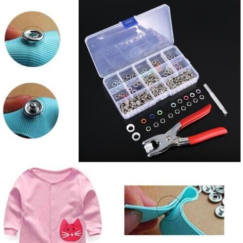 New 100 Sets Prong Ring Press Studs Button Snap Fasteners Dummy Clip Pliers 10colors