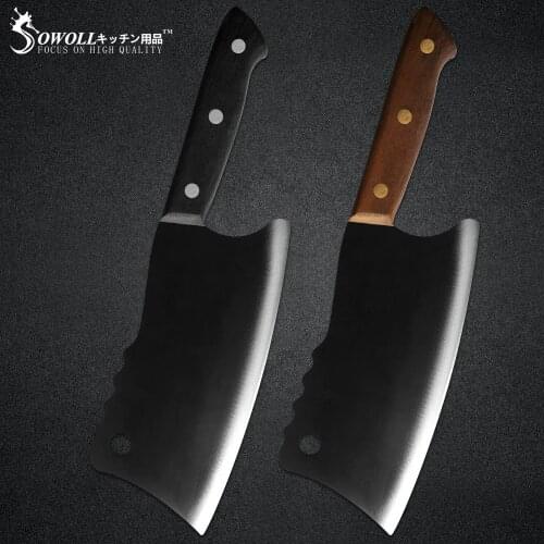 Sowoll Chopper Cleaver Butcher Knife Stainless Steel Sharp Blade 7.5'' INCH Knife Cover Sheath Meat Fish Cooking Accessory