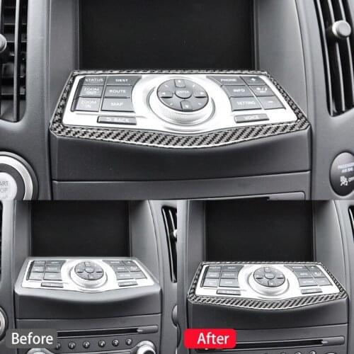 For Nissan 370Z 2009-2020 Carbon Fiber Navigation GPS Control Panel Trim Cover Interior Accessories