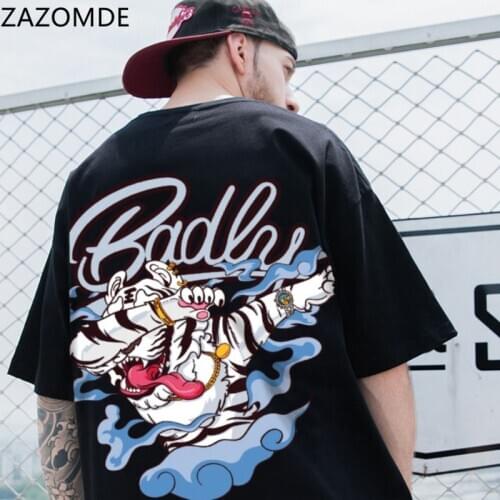 ZAZOMDE 2021 Summer Casual Short Sleeve Men Shirt Cool Printed Hip Hop tee Streetwear men T-shirt Loose Top T shirt Menswear
