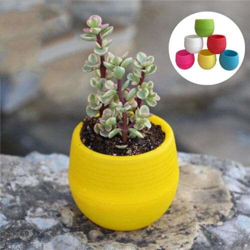 Muti-Colour Round Plastic Potted Flower Pot Garden Home Office Decor Planter Desktop Flower Decor Portable Flower Garden Pots