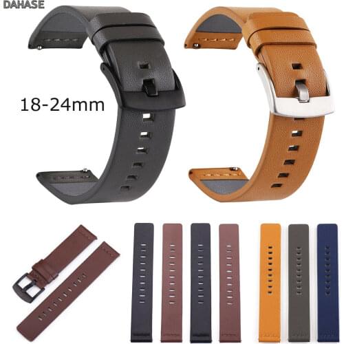 18mm 20mm 22mm 24mm Genuine Leather Watch Band For Moto 360 Samsung Galaxy Watch 3 45/41mm Gear S3 Active2 Strap Wristbands
