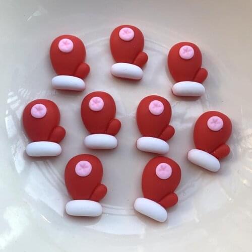 DIY 20 piece resin flat back Christmas gloves gift scrapbook decoration Kawaii resin flat back scrapbook embellishments