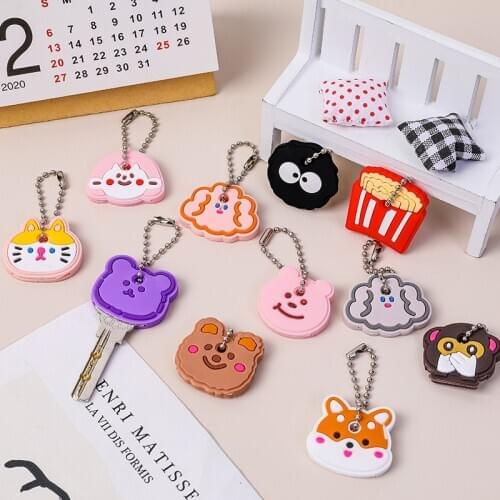 Cute Cartoon Shape Silicone Key Cover Keys Holder Bag Kawaii Bear Soft Silica Gel Protective Key Protection Case for Teen Girls