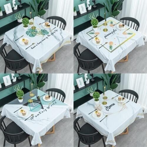 PVC Plastic Printed Table Cloths Waterproof Oilproof Table Cover Square Coffee Table for Living Room Manteles De Mesa