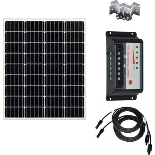 Solar Panel Full Set 100w 200w 300w 12V Solar Charge Controller 12v/24v 30A PWM Pv Cable Mount Caravan Camping Car Rv Boat