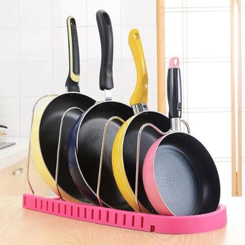 4 Tires Kitchen Pan Rack Plastic Pan Pot Lid Organizer Shelves Holder Stand Storage Rack for Cutting Board,Pan,Pot