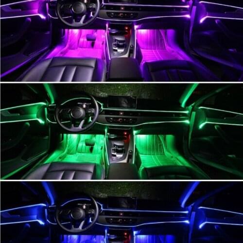 LED Strip Lights RGB Car Interior Lights Fiber Optic Ambient Lighting Kits Sound Active Function Wireless APP Control