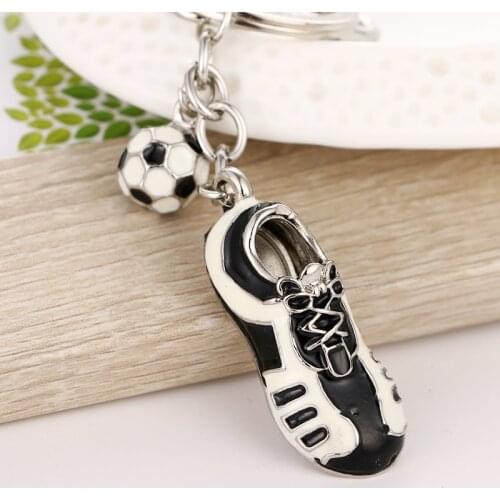 2020 Tinykenro Fashion New Hot Rhinestone Cute and Handsome Black and White Painted Football Shoes Bag Wallet Keychain