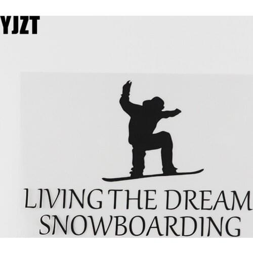 YJZT 14.9CMX10.2CM Living The Dream Snowboard Sport Vinyl Car Sticker Black/Silver 8A-0914