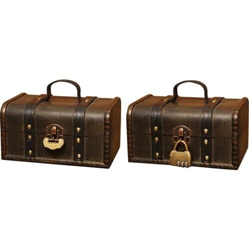 Retro Treasure Chest Vintage Wooden Storage Box Antique Style Jewelry Organizer for Wardrobe Jewerly Box Trinket Box