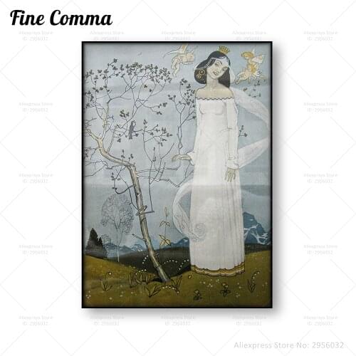 Vintage Poster Franz Wacik Fariy Tale Queen Angle Canvas Print Antique Art Wall Decor Painting Home Decoraiton Picture Gift