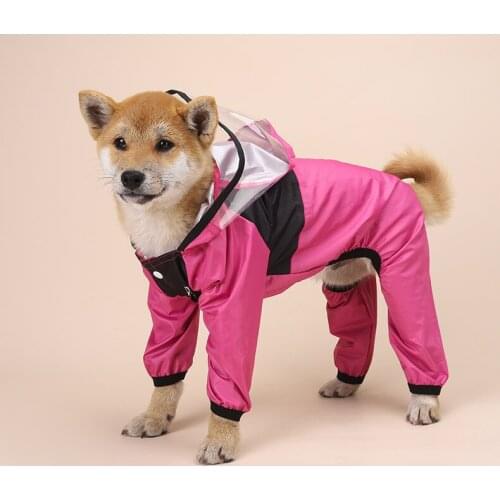 Dog PU Waterproof Raincoat Dog Rain Coat Dog Costume Raining Coat Husky Corgi Hoodie Jumpsuit for Dogs Ropade Perro Dog Clothing
