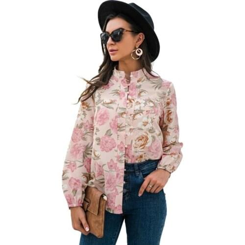 YOZEJIER Stand-up Collar Blouses