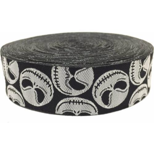 ZERZEEMOOY 7/8" 22mm 10yards/set 2017 new woven Jacquard ribbon black bottom Cartoon skulls Halloween ribbon dog lace