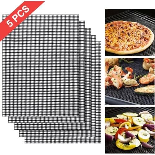 1/3/5Pcs Non-Stick Barbecue Mesh Mat Reusable Heat Resistance Bbq Baking Net Grill Mat Pad Outdoor Picnic Cooking Bbq Mat Liner