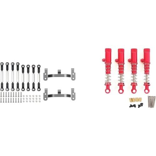 1set Upgrade Metal Pull Rod Link Rod Base Bracket WPL B1 B14 B24 C14 C24 1/16 Black & 4Pcs Metal Shock Absorber Damper