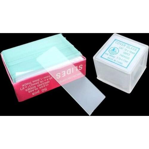1set (2boxes slides + 1box cover glass) biological experiment section cover glass laboratory microscope glass slide