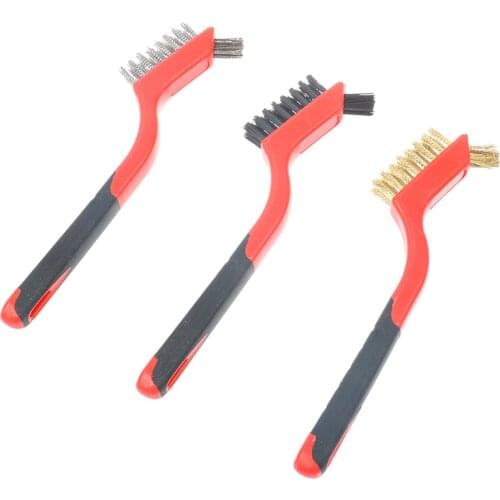 1PC Mini Double-end Steel Plastic Wire Brush Nylon Cleaning Kit Car Cleaning Tool