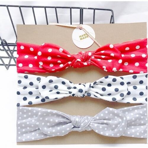 3pcs/lot Baby Headbands Solid Bow Elastic Hair Bands Cotton Rabbit Ear Turban Print Floral Handmade For Kids Hair Accessories