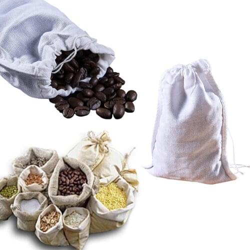 5PCS Cotton Drawstring Bag Breathable Bilateral Thickened Soy Milk Tofu Filter Bag Dust Removal Coffee Bean Storage Pouch Bag