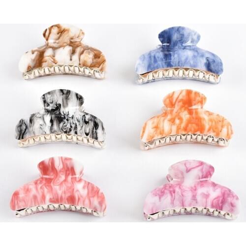9cm High Quality Water Print Acrylic Hair Claw Clip Large Korean Hairpins Accessories for Women Hairclaw Headweare
