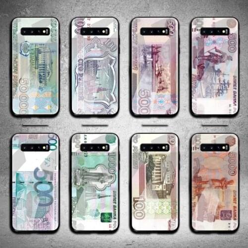 Russian Ruble Currency Money Phone Case Tempered Glass For Samsung S20 Plus S7 S8 S9 S10 Plus Note 8 9 10 Plus