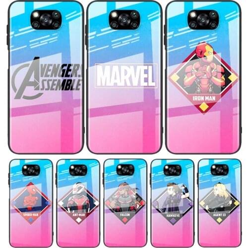 Tempered Glass Cover Luxury Avengers superhero For Xiaomi POCO F3 F2 X3 NFC X2 M2 Pro Shockproof Shell Phone Case