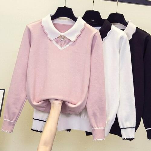 Black Pink Plus Large Size Oversize Korean Style Fashion Pullovers For WomenS Ladies Sweater 2021 Clothes Tops Blouse Female