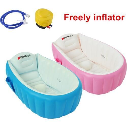 Baby Bathtub Inflatable Bathing Tub Collapsible Air Swimming Pool Portable Thick Shower Basin Soft Cushion With Inflator Pump