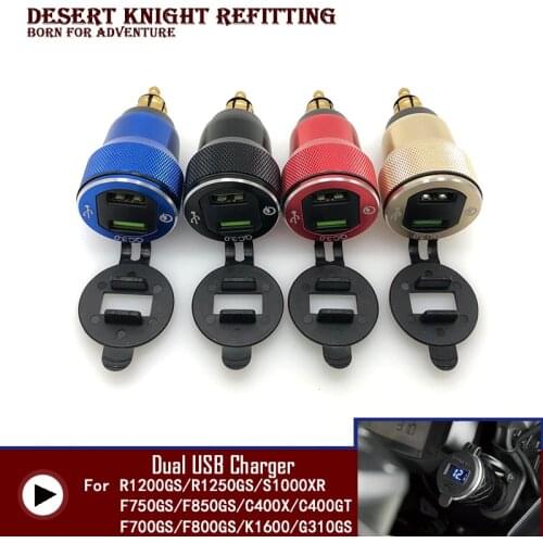 For Triumph Tiger 900 BMW C400X F900R F900XR DUTI Multistrada 950 1260 DIN Hella QC3.0 Dual USB Motorcycle Charger Plug Socket
