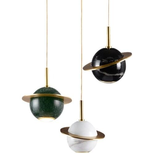 G9 Pendant Light Marble Suspension Lamp Simple Planetary Style Living Room Decoration Bedroom Bedside Restaurant Bar Hotel Store