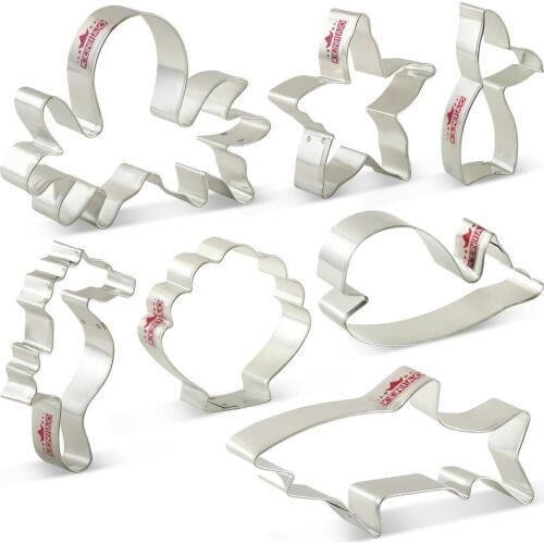 KENIAO Ocean Cookie Cutters for Kids Birthday Party Biscuit / Fondant / Pastry / Bread Cutter - Stainless Steel