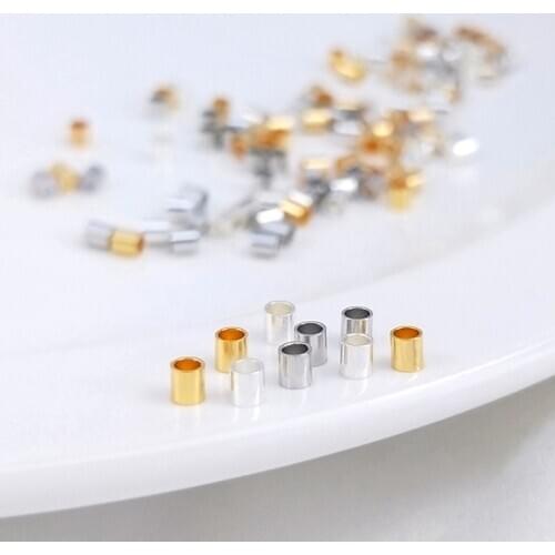2MM Color Retention Real Gold Plated Copper Snap End Beads Clip Buckle Positioning Crimps DIY Jewelry Making Accessories