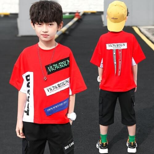 Big Childrens clothing set boy new summer kids two-piece boys summer short sleeve suit child 4 5 6 7 8 9 10 11 12 years baby