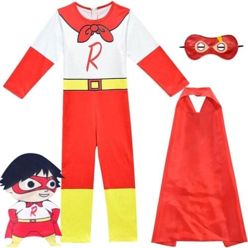 Halloween Ryan Toys Review Costume For Boy Girl Cosplay Romper Set Cloth Christmas Child Mask+Jumpsuit+Cloak 3PC Outfit Kid Sui