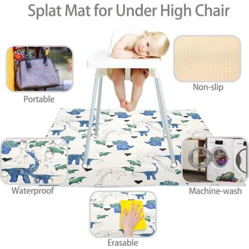 Highchair Floor Protector Mat Anti-Slip Mat Baby Eatting Mat Kids Round Floor Crawling Play Mat Skin-friendly Material For Baby