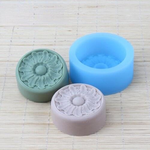 Round Flower Pattern Handmade Soap Silicone Mold DIY Soap Making Supplies Moldes De Silicona Para Jabones Artesanales