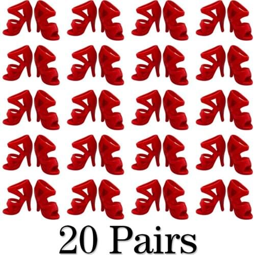 NK 20 pairs/Set Doll Red Shoes Cute Heels Fashion Sandals For 30cm Doll High Quality Baby Toy 001A 6X