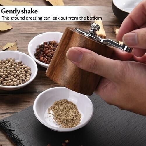 Salt And Pepper Grinder Herb Salt Shaker Adjustable Spice Grinder Wooden Handle Pepper Mill Bottle Kitchen Tools Gadgets 2020