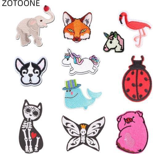 ZOTOONE Iron on Animal Patches Unicorn Fox Badge Heat Transfer Stickers Iron on Clothes DIY Applique Embroidered Cloth Fabric Z