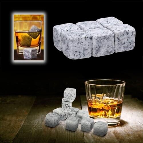 New 6pcs Natural Whiskey Stones Sipping Ice Cubes Whisky Rocks Champagne Wine Beer Cooler Party Wedding Gift Bar Accessories
