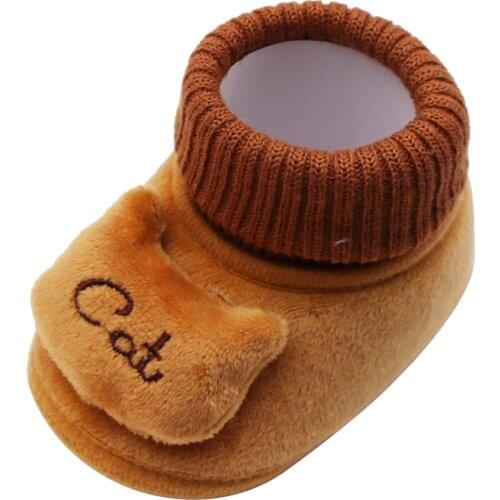Infant Newborn Baby Girls Cashmere Plush Cat Boots Soft Sole Warm Shoes First Walkers Baby Booties Infant Shoes детская обувь