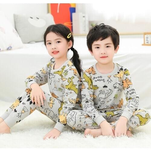 Wholesale Boys Girls Clothes Cotton Long Sleeve Pajamas Top+Pant 2PCS Cartoon Baby Kids Pijamas Autumn Unisex Pyjamas Sleepwear