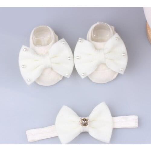 2 Pcs Baby Headband Socks Set Lace Flower Solid Bows Newborn Headbands Hair Bands for Girls Infant Turban Baby Hair Accessories